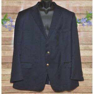 Hart Schaffner Marx Mens Navy Blue Sport Coat Blazer Size 54R Gold Button Dinner